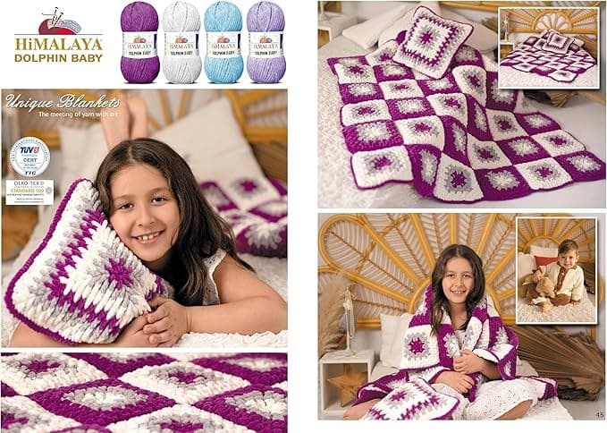 Himalaya Dolphin Baby yarn crochet blanket and cushion